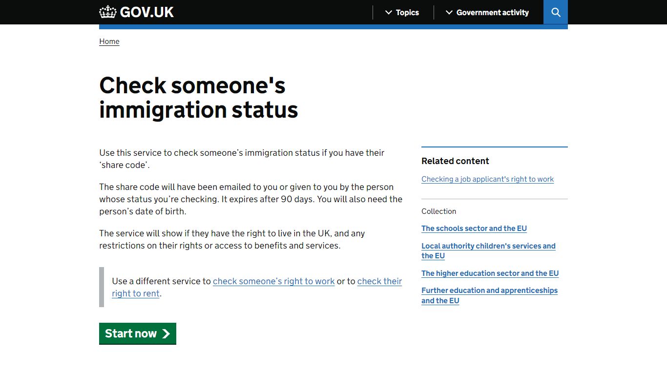 Check someone's immigration status - GOV.UK